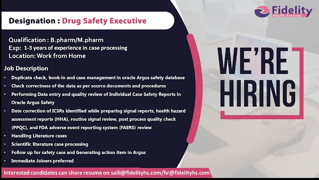 Fidelity Health Services Hiring For Drug Safety Executive