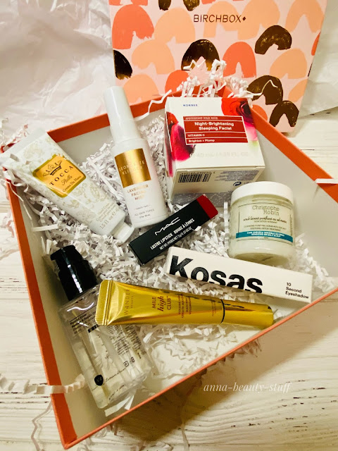 Birchbox, коробочки красоты, Kosas, MAC, Wander Beauty, Korres, Georgette Klinger, Christophe Robin, Number 4, TOCCA, beauty box