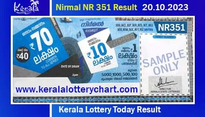 Kerala Lottery Result Today 20.10.2023 Nirmal NR 351