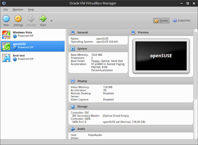 VirtualBox main window screenshot