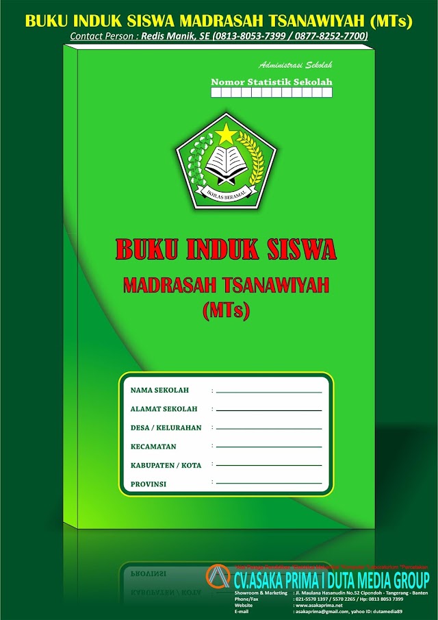 Jual Buku Induk MTs/SMP Terbaru 2019 - Contoh Buku Induk Siswa Madrasah Tsanawiyah (MTs)/SMP - Kurikulum 2013 
