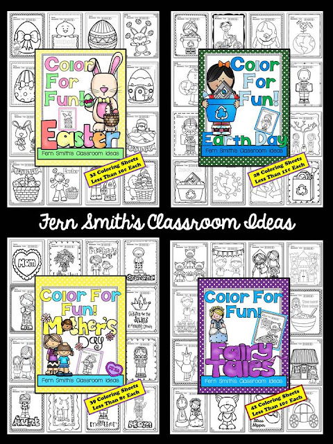  Fern Smith's Classroom Ideas Color for Fun, Second Semester Bundle for Fall Fun! Color For Fun Printable Coloring Pages