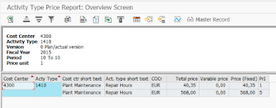 SAP HANA Revaluate Activity Type