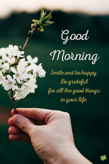 Smile and be happy be grateful for all the good things in your life good morning