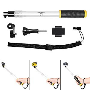 Fantaseal Floating Extension Pole for Xiaomi Yi Extendable Selfie Stick Action Camera Floating Hand Grip Floaty Holder Pole Underwater Telescopic Extendable Floaty Pole w Remote Holder  14 Screw Adapter for Xiaomi YI YI 4K YI 4K  Extendable from 353 to 60cm  etc Compact Camera