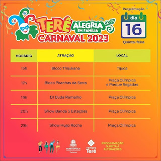 Dia 16-02 TERÊ Alegria! Carnaval 2023 em Teresópolis