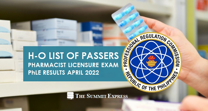 H-O Passers: April 2022 Pharmacist board exam result