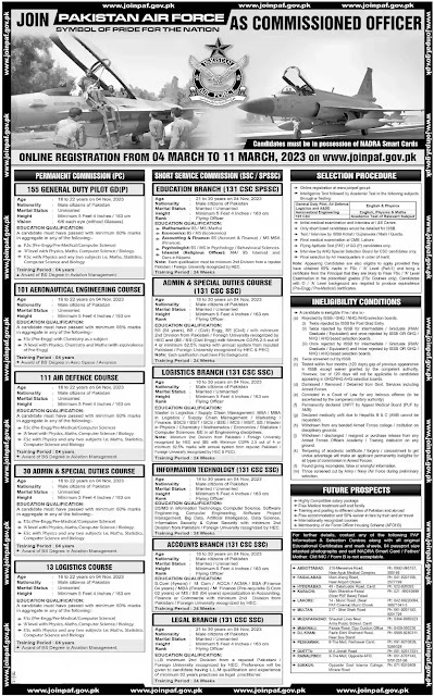 Join Pakistan Air Force as Commissioned Officer Jobs 2023