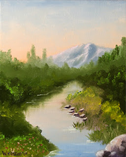 River in the Foothills Painting - Daily Painting Blog - Original Oil and Acrylic Artwork by Artist Mark Webster