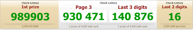 Thai Lottery Result For 16-11-2018