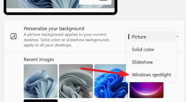 cara mengaktifkan Windows Spotlight background di Windows 11-d