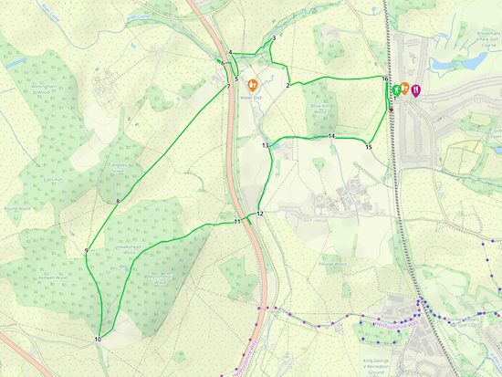Map for Walk 16: North Mymms Ridge Loop