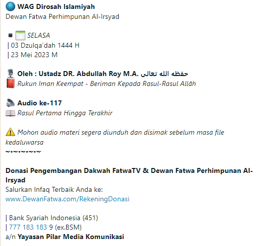 Audio ke-117 Rasul Pertama Hingga Terakhir