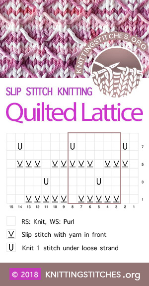 Quilted Lattice stitch chart. Great Slip Stitch Pattern. I hope you enjoy knitting it as much as I did!