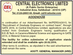 CEL GATE 2016 Addendum indgovtjobs