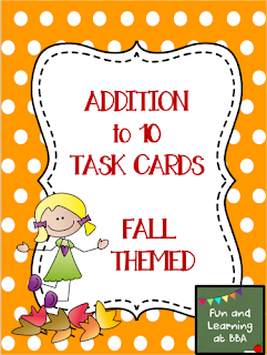 https://www.teacherspayteachers.com/Product/Addition-to-10-Task-Cards-Fall-Themed-1518502