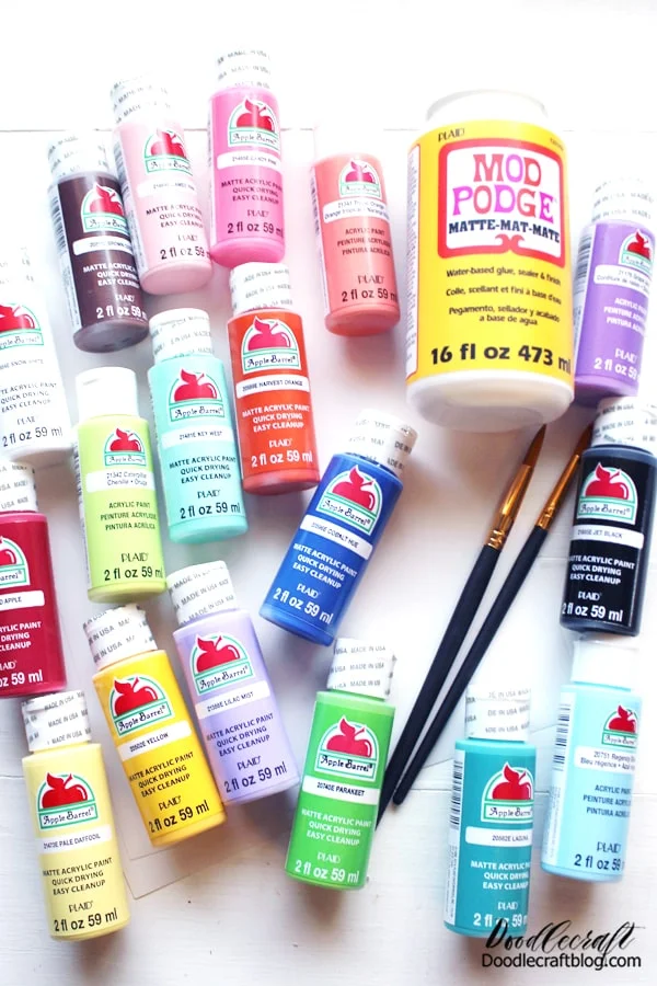 I love this arrangement of colors because it has all the primary colors, plus, it has a light tone and a darker tone of each shade. This makes painting and blending a snap using this pack of 18 fabulous 2 oz. Apple Barrel paints.