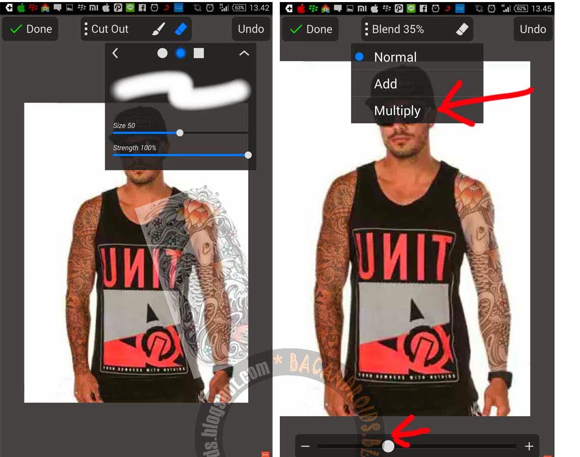 Efek tato dengan Picsay di Android