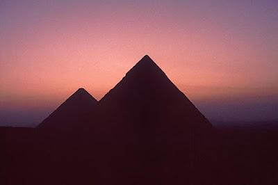 Egypt Giza Pyramids after sunset Photo