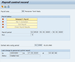 How to change control record of SAP payroll in post offices