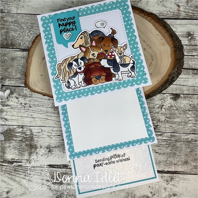 Newton's Nook Designs, Never Enough Dogs,  Tri-Fold Accordion Card, Love & Chocolate Paper Pad,  Frames Squared Die.  Speech Bubbles Die Valentine, dogs