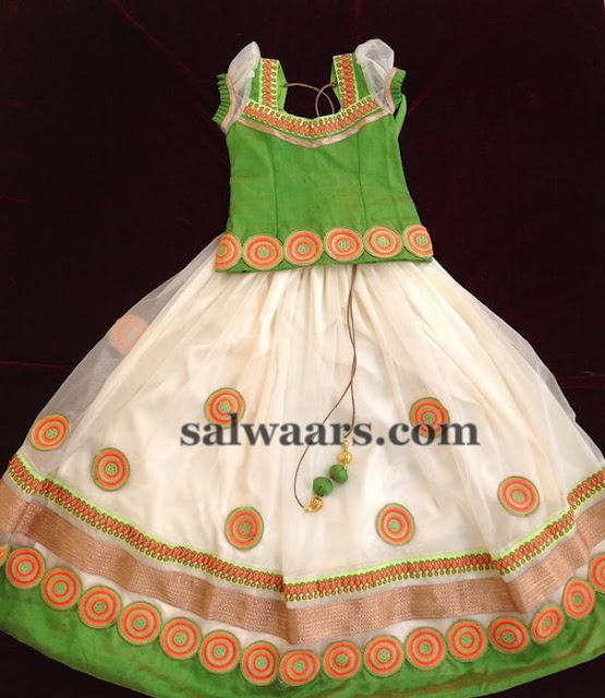 White and Apple Green Lehenga