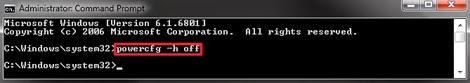 cmd hibernate disable
