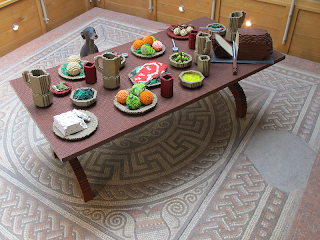 Lego table and meal on a Roman mosaic