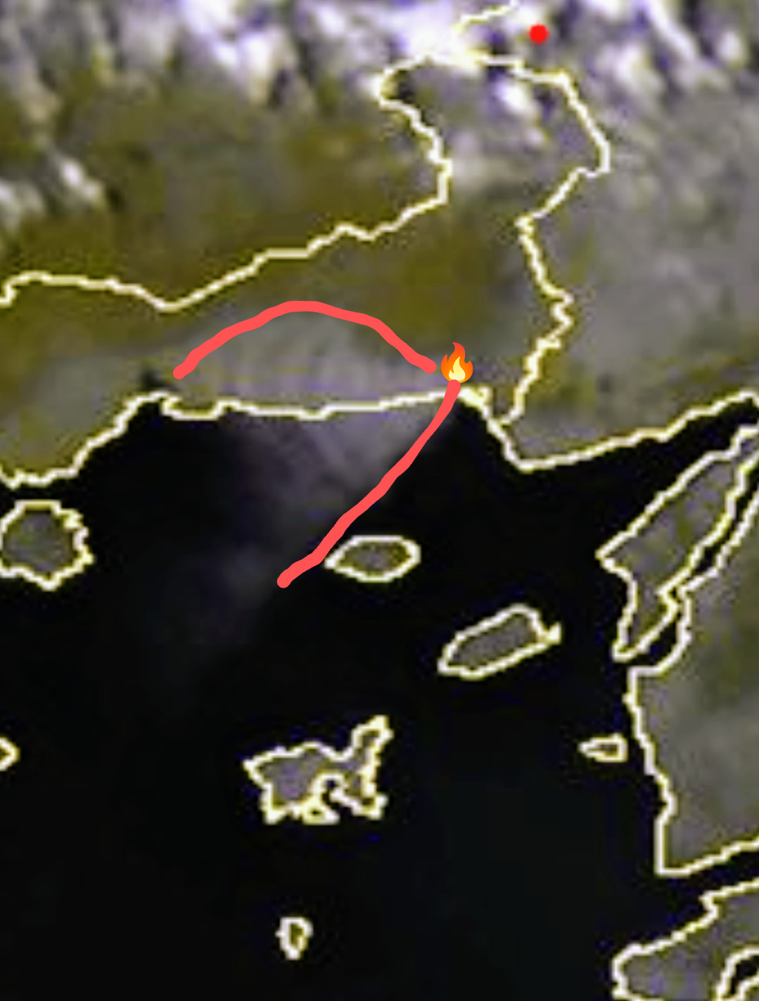 Δορυφορική απεικόνιση πάνω από την Θράκη – Ο καπνός εξαπλώνεται δυτικά