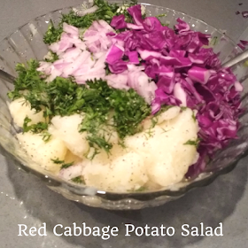 Summer red cabbage and potato salad