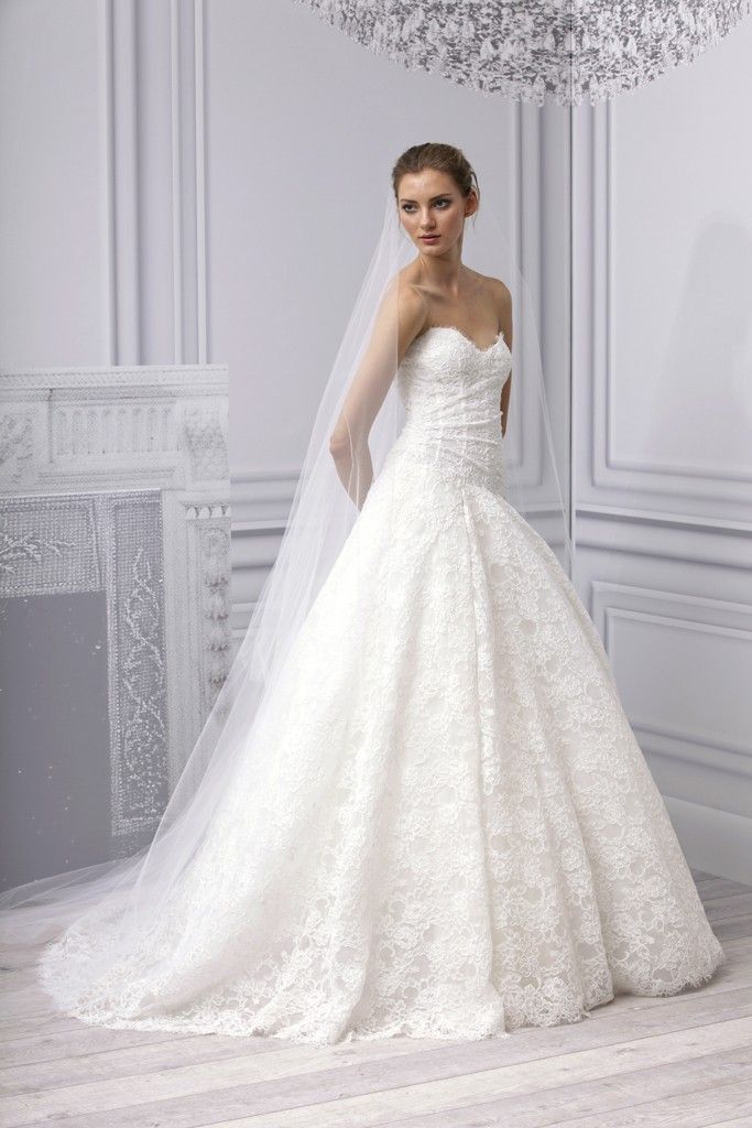 spring 2013 wedding dress monique lhuillier bridal gown lace a line corset bodice__full