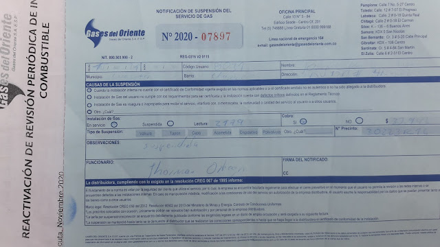 En Cúcuta, GASES DEL ORIENTE corta servicio por no pago de Revisión de Instalación