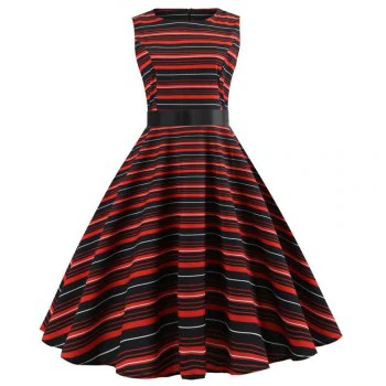 Winter Sleeveless Hepburn Wind Waist Christmas Dress 