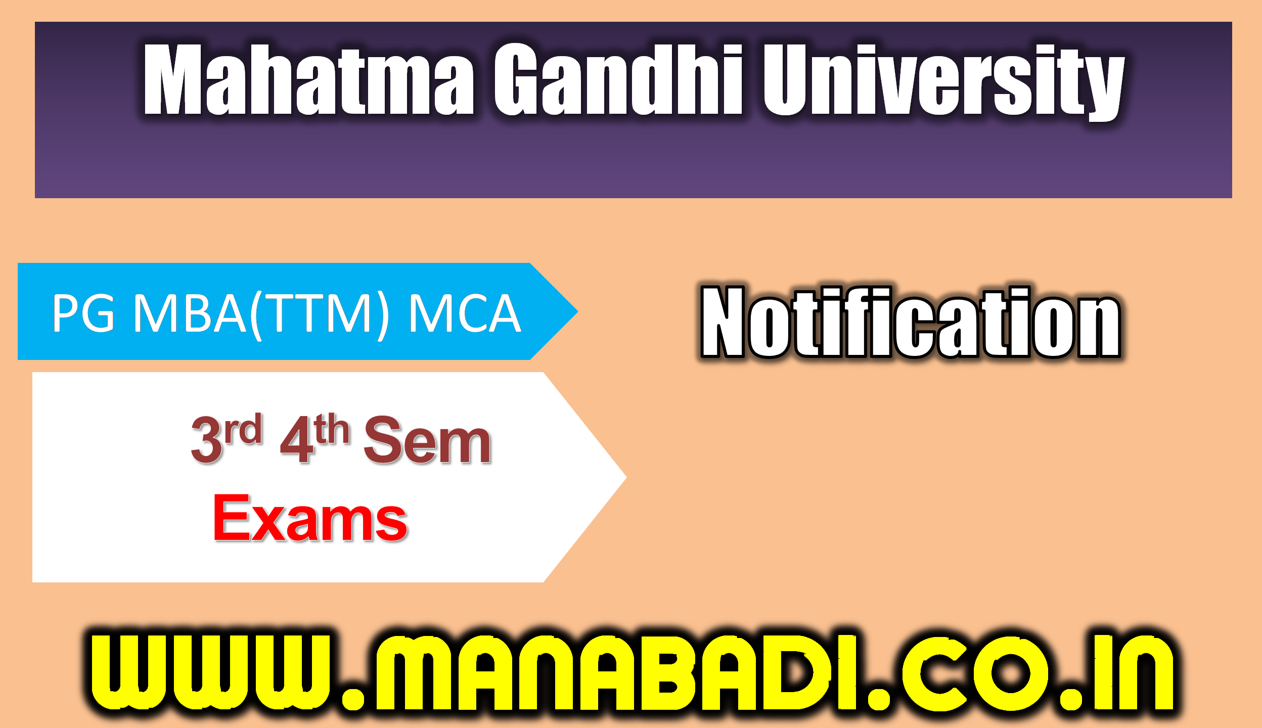 Mahatma Gandhi University PG-III Backlog MBA MBA(TTM) MCA -IV Sem Reg and Backlog 3rd Sem Backlog Photocopy Notification
