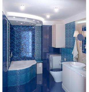 bilik air berwarna biru