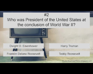 Who was President of the United States at the conclusion of World War II? Answer choices include: Dwight D. Eisenhower, Harry Truman, Franklin Delano Roosevelt, Teddy Roosevelt