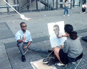 Drawing portraits, Centre Pompidou, Place Georges-Pompidou, Paris