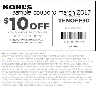 Kohls coupons march 2017