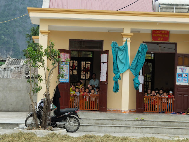 reserve van long ninh binh vietnam campagne baie halong terrestre bateau barqe bambou sampan, ecole enfants