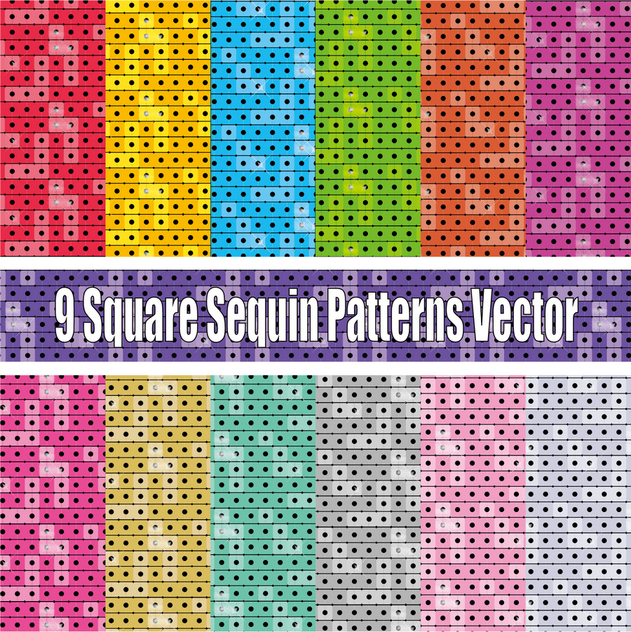 9 Square Sequin Patterns Vector