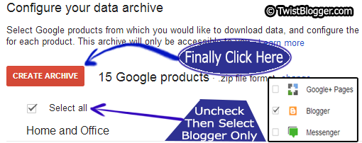 Uncheck all then select blogger only