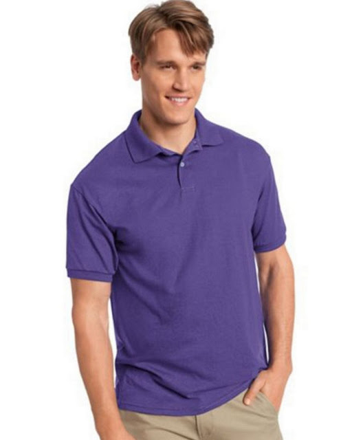 Hanes 054X Mens Comfortblend Jersey Polo -Purple – M