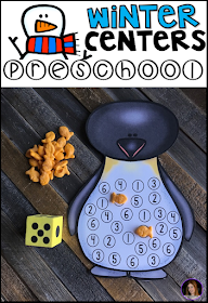 Winter and Snowman Hands-On Math and Literacy Centers and Activities for Preschool.