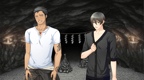 omori and kazuki at shrine cave