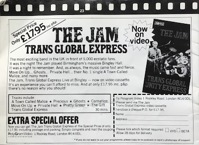 Advert for Trans Global Express VHS from Solid Bond tour programme
