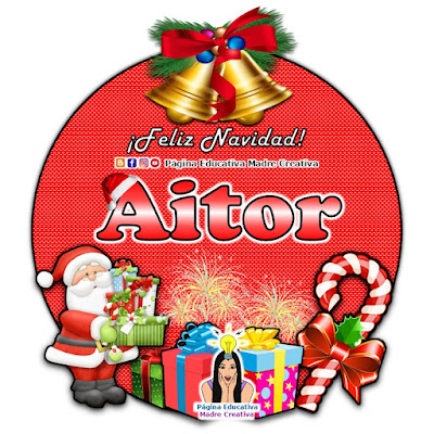 Nombre Aitor - Cartelito por Navidad nombre navideño