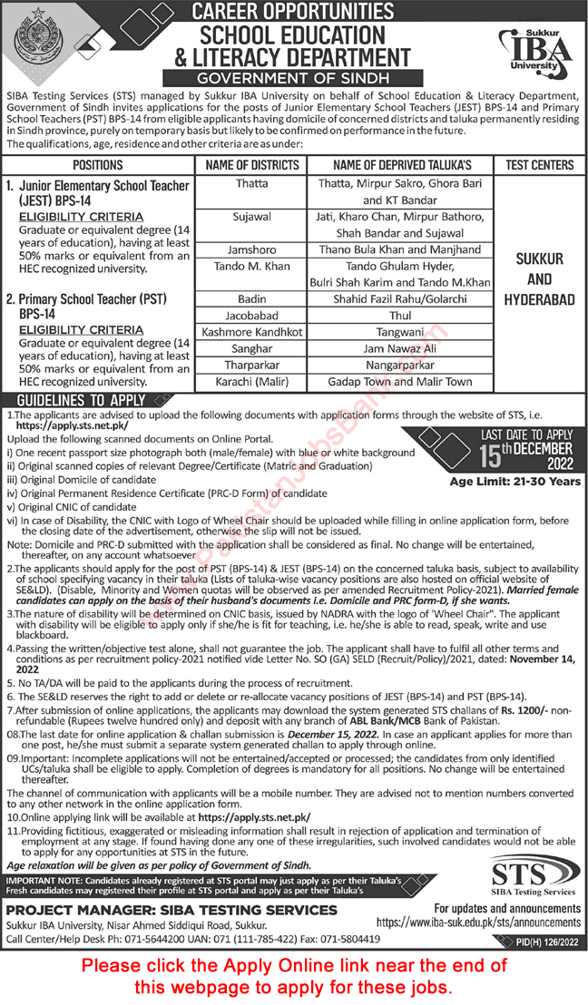School-Education-and-Literacy-Department-Sindh-Jobs-November-2022-STS