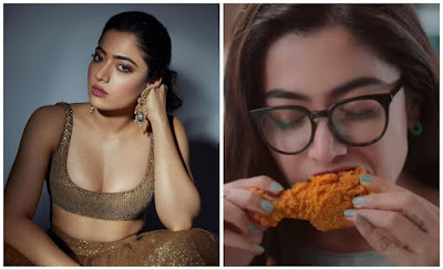 Rashmika got trolled after she was seen eating chicken in the ad; Users said why this hypocrisy of being a vegetarian?