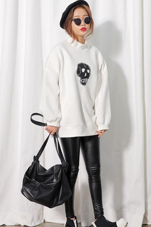 High-Neck Curl Simple Sweatshirt