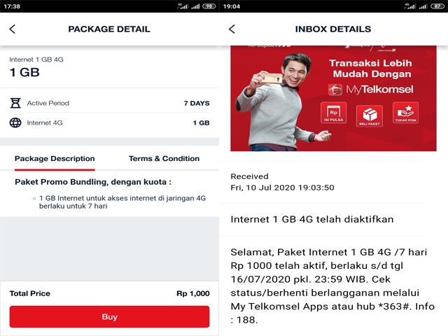 Detail Paket Internet Murah Telkomsel 1000 1GB 7Hari